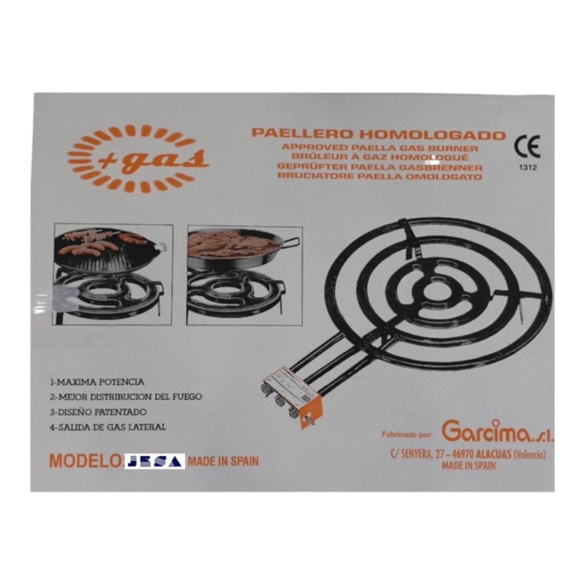 Paellero de gas plano 4 aros (Ø 60 - 70)