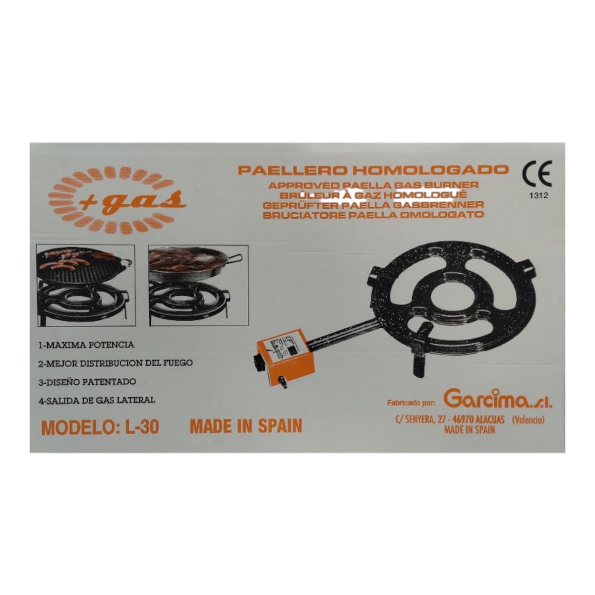 Paellero de gas plano 2 aros (Ø 30)