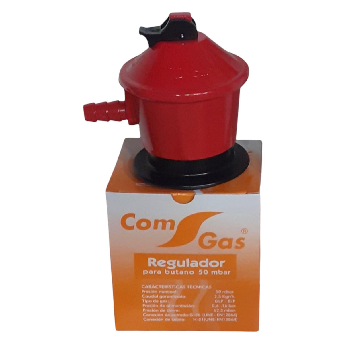 Regulador gas 50 mbar y goma