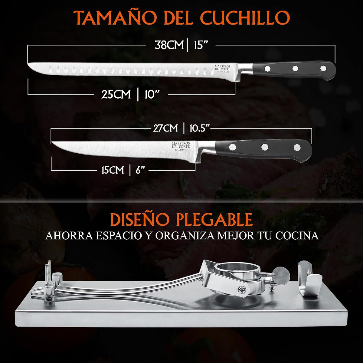 Lote Jamonero Acero Inox. y Cuchillos